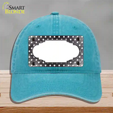 Black White Small Dots Scallop Oil Rubbed Novelty License Plate Hat Unconstructed Cotton / Lake Blue