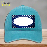 Blue White Small Dots Scallop Oil Rubbed Novelty License Plate Hat Unconstructed Cotton / Lake Blue