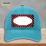 Red White Small Dots Scallop Oil Rubbed Novelty License Plate Hat Unconstructed Cotton / Lake Blue