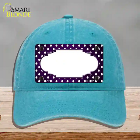 Purple White Small Dots Scallop Oil Rubbed Novelty License Plate Hat Unconstructed Cotton / Lake Blue