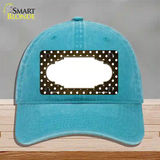 Brown White Small Dots Scallop Oil Rubbed Novelty License Plate Hat Unconstructed Cotton / Lake Blue