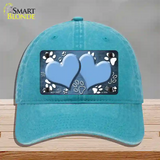 Paw Heart Light Blue White Novelty License Plate Hat Unconstructed Cotton / Lake Blue