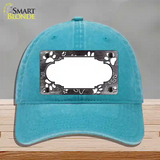 Paw Scallop Black White Novelty License Plate Hat Unconstructed Cotton / Lake Blue