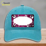 Paw Scallop Pink White Novelty License Plate Hat Unconstructed Cotton / Lake Blue