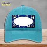 Paw Scallop Blue White Novelty License Plate Hat Unconstructed Cotton / Lake Blue