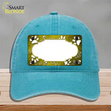 Paw Scallop Yellow White Novelty License Plate Hat Unconstructed Cotton / Lake Blue