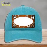 Paw Scallop Orange White Novelty License Plate Hat Unconstructed Cotton / Lake Blue