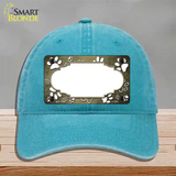 Paw Scallop Gold White Novelty License Plate Hat Unconstructed Cotton / Lake Blue