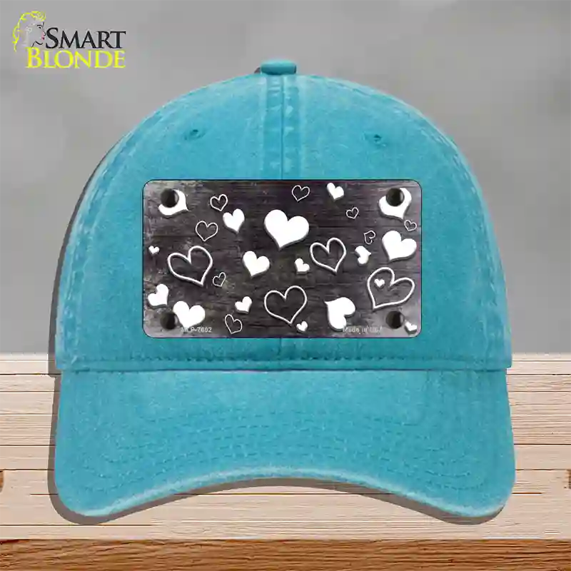 Black White Love Oil Rubbed Novelty License Plate Hat Unconstructed Cotton / Lake Blue