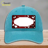 Red White Love Scallop Oil Rubbed Novelty License Plate Hat Unconstructed Cotton / Lake Blue