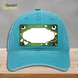 Lime Green White Love Scallop Oil Rubbed Novelty License Plate Hat Unconstructed Cotton / Lake Blue