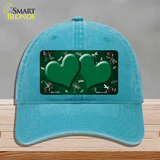 Green White Dragonfly Hearts Oil Rubbed Novelty License Plate Hat Unconstructed Cotton / Lake Blue