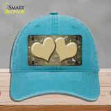 Gold White Dragonfly Hearts Oil Rubbed Novelty License Plate Hat Unconstructed Cotton / Lake Blue