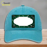 Green White Dragonfly Scallop Oil Rubbed Novelty License Plate Hat Unconstructed Cotton / Lake Blue