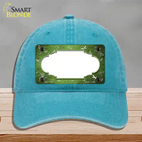 Lime Green White Dragonfly Scallop Oil Rubbed Novelty License Plate Hat Unconstructed Cotton / Lake Blue