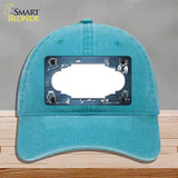 Light Blue White Owl Scallop Oil Rubbed Novelty License Plate Hat Unconstructed Cotton / Lake Blue