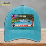 Blank Mahalo Hawaii State Novelty License Plate Hat Unconstructed Cotton / Lake Blue