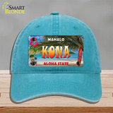 Kona Hawaii State Novelty License Plate Hat Unconstructed Cotton / Lake Blue