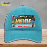 Wailele Hawaii State Novelty License Plate Hat Unconstructed Cotton / Lake Blue