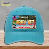 Pehea oe Hawaii State Novelty License Plate Hat Unconstructed Cotton / Lake Blue