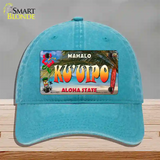 Ku uipo Hawaii State Novelty License Plate Hat Unconstructed Cotton / Lake Blue