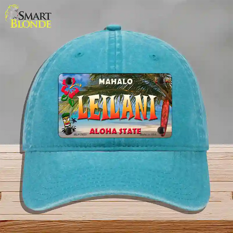 Leilani Hawaii State Novelty License Plate Hat Unconstructed Cotton / Lake Blue