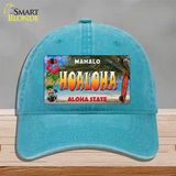 Hoaloha Hawaii State Novelty License Plate Hat Unconstructed Cotton / Lake Blue