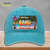 Oahu Hawaii State Novelty License Plate Hat Unconstructed Cotton / Lake Blue