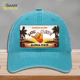 Hang Loose Hawaiian Islands Novelty License Plate Hat Unconstructed Cotton / Lake Blue