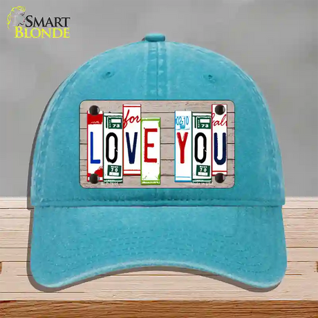 Love You License Plate Art Wood Novelty License Plate Hat Unconstructed Cotton / Lake Blue