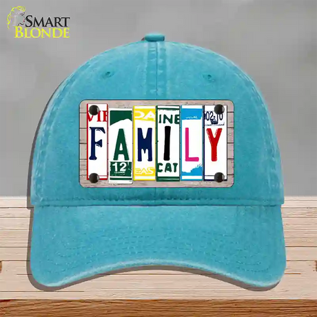 Family License Plate Art Wood Novelty License Plate Hat Unconstructed Cotton / Lake Blue