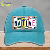 Native License Plate Art Wood Novelty License Plate Hat Unconstructed Cotton / Lake Blue