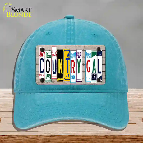 Country Gal Plate Art Novelty License Plate Hat Unconstructed Cotton / Lake Blue