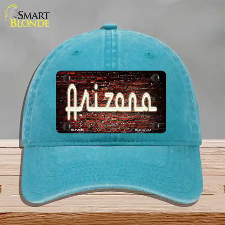 Arizona Neon Brick Novelty License Plate Hat Unconstructed Cotton / Lake Blue