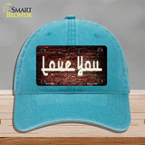 Love You On Brick Wall Novelty License Plate Hat Unconstructed Cotton / Lake Blue