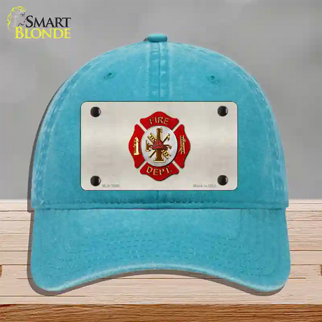 Fire Department Novelty License Plate Hat Unconstructed Cotton / Lake Blue