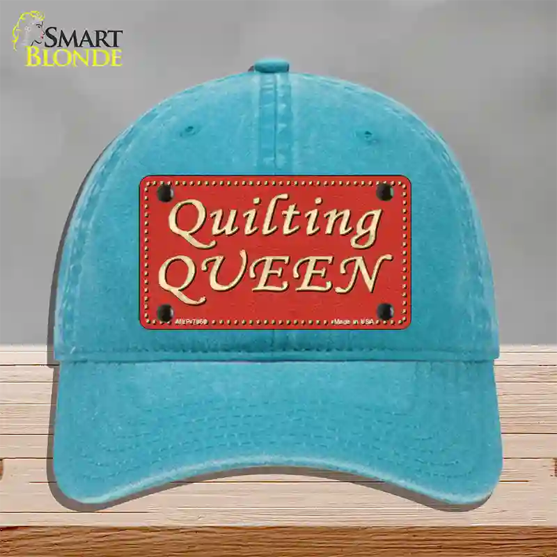 Quilting Queen Novelty License Plate Hat Unconstructed Cotton / Lake Blue