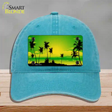 Sunset Yellow Green Novelty License Plate Hat Unconstructed Cotton / Lake Blue