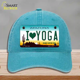 I Love Yoga Novelty License Plate Hat Unconstructed Cotton / Lake Blue