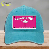 Carolina Girl Pink Novelty License Plate Hat Unconstructed Cotton / Lake Blue