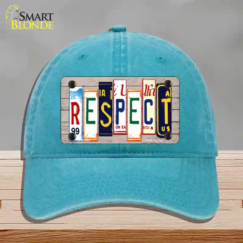 Respect Wood License Plate Art Novelty License Plate Hat Unconstructed Cotton / Lake Blue