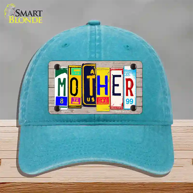 Mother Wood License Plate Art Novelty License Plate Hat Unconstructed Cotton / Lake Blue