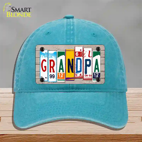 Grandpa Wood License Plate Art Novelty License Plate Hat Unconstructed Cotton / Lake Blue