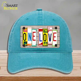 One Love Wood License Plate Art Novelty License Plate Hat Unconstructed Cotton / Lake Blue