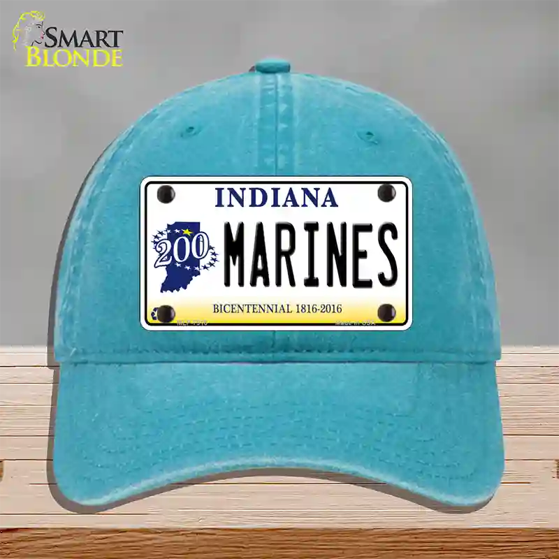 Indiana Marines Novelty License Plate Hat Unconstructed Cotton / Lake Blue