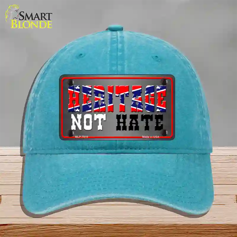 Heritage Not Hate Novelty License Plate Hat Unconstructed Cotton / Lake Blue