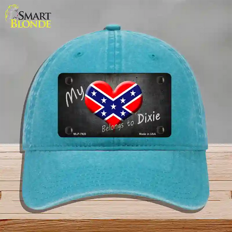 Heart Belongs To Dixie Novelty License Plate Hat Unconstructed Cotton / Lake Blue