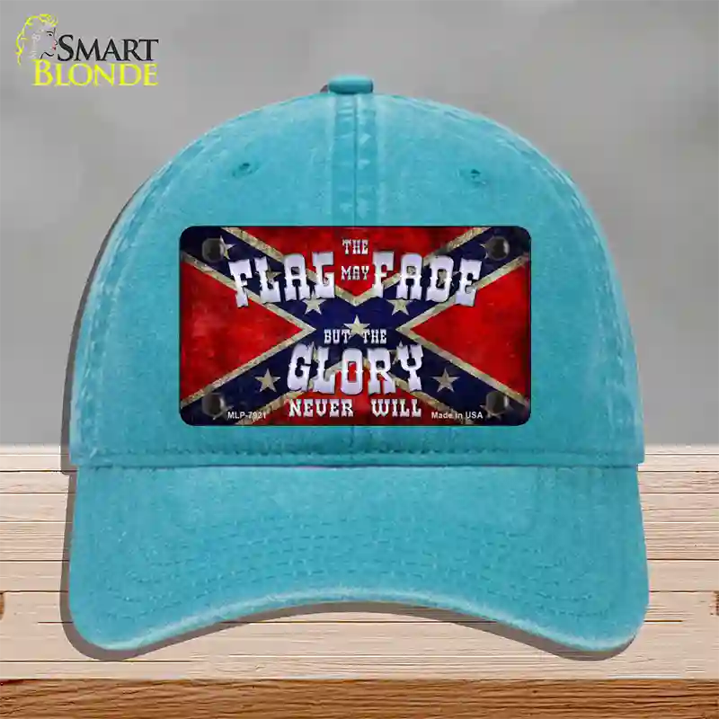 Flag May Fade Novelty License Plate Hat Unconstructed Cotton / Lake Blue