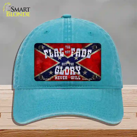 Flag May Fade Novelty License Plate Hat Unconstructed Cotton / Lake Blue