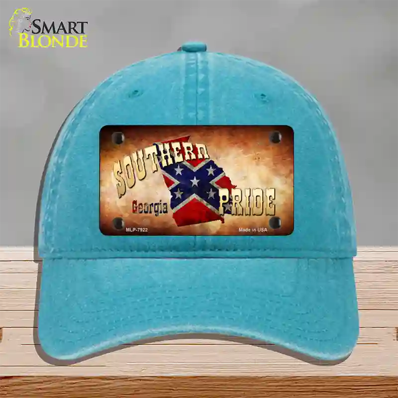 Southern Pride Georgia Novelty License Plate Hat Unconstructed Cotton / Lake Blue